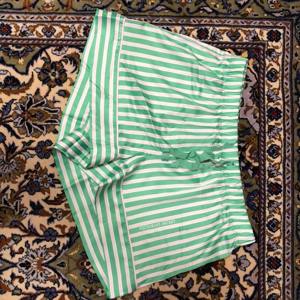 NWT Pajama Shorts Pink and Green Stripe VS Victoria’s Secret